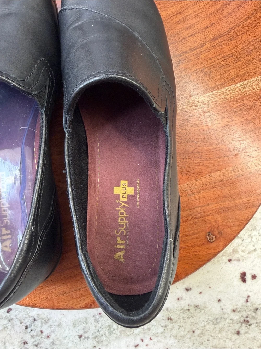 Air Supply Plus  Poppy Black Women's Leather Slip-On Shoes